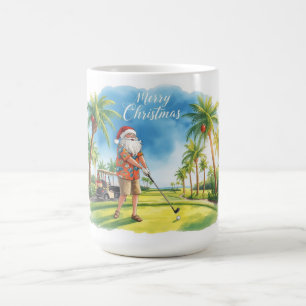 Taza De Café Papá Noel de Navidad de Florida jugando golf