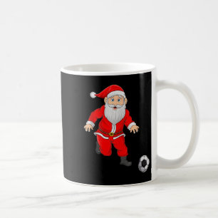 Taza De Café Papá Noel de Navidad jugando fútbol Soccer Navidad