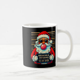 Taza De Café Papá Noel Divertido Rompiendo y Entrando Navidad