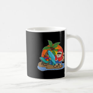 Taza De Café Papá Noel divertido surfista en el atardecer de Na