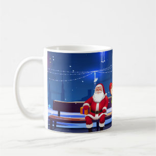Taza De Café Papá Noel en el banco de Park