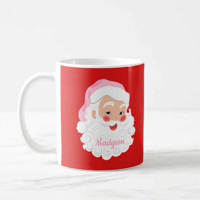 Taza De Café Papá Noel en la Navidad Gorra Rosado (Izquierda)