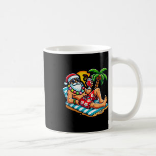Taza De Café Papá Noel en traje de baño Navidad en julio Playa
