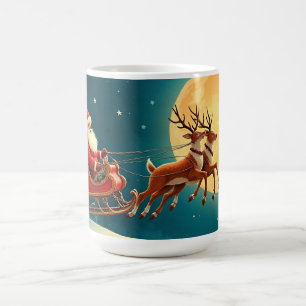 Taza De Café Papá Noel en trineo con renos