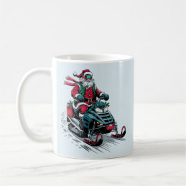 Taza De Café Papá Noel en un moto de nieve