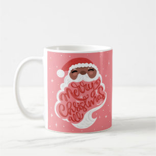 Taza De Café Papá Noel Feliz Navidad Todo Rosa