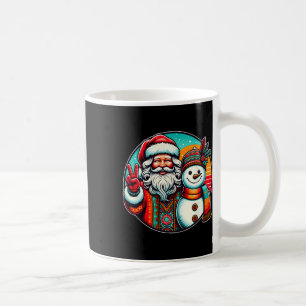 Taza De Café Papá Noel Hippie Muñeco de Nieve Retro Navidad Boh
