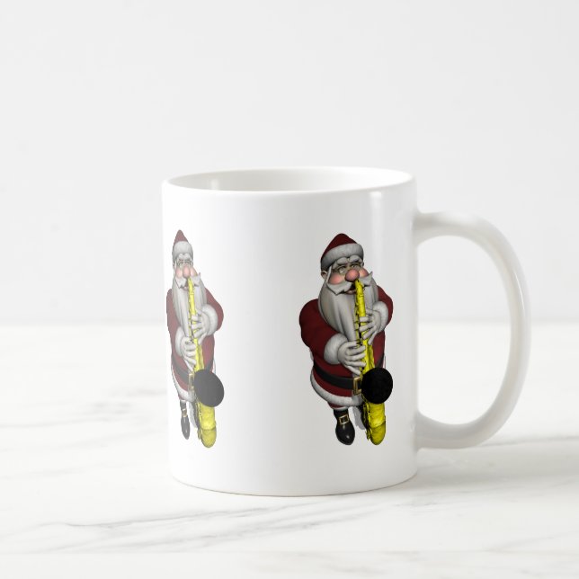 Taza De Café Papá Noel jugando saxofón (Derecha)