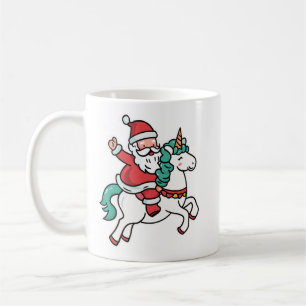 Taza De Café Papá Noel Lindo Montando Unicornio – Adorable