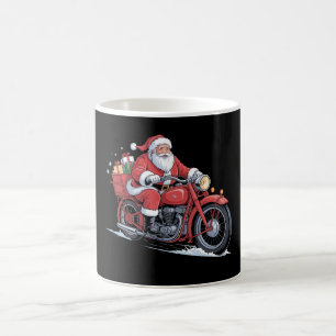 Taza De Café Papá Noel Motocicleta Motero Navidad Xmas