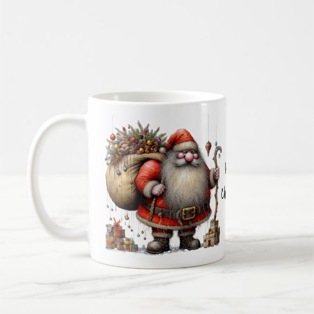 Taza De Café Papá Noel Navidad con su bolso de juguetes (Izquierda)