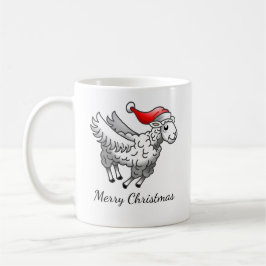 Taza De Café Papá Noel oveja de Navidad voladora
