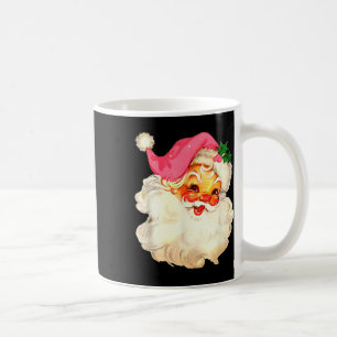 Taza De Café Papá Noel Rosa Cara de Navidad Antiguo Xmas Vintag