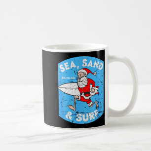 Taza De Café Papá Noel surfista - Papá Noel surfista de Navidad