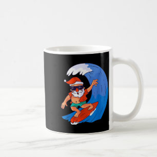 Taza De Café Papá Noel surfista regalo de Navidad X-mas 