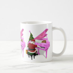 Taza De Café Papá Noel toca el piano rosa