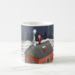 Taza De Café Papá Noel y la pequeña casa roja