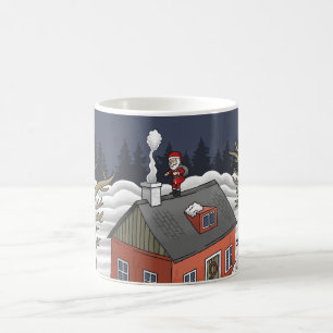 Taza De Café Papá Noel y la pequeña casa roja