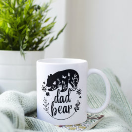 Taza De Café Papá Oso Floral Negro Y Blanco