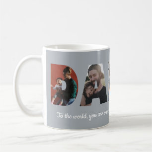 Taza De Café Papá personalizado 5 Día del Padre Gris Collage de