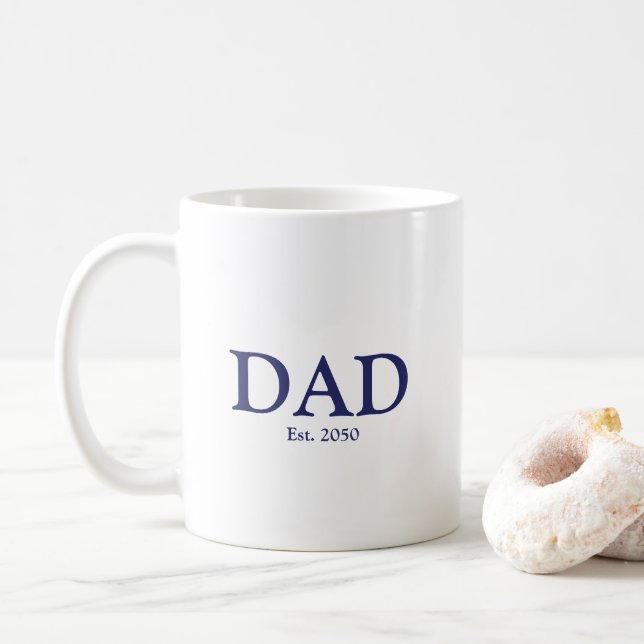 Taza De Café Papá personalizado blanco azul marino blanco estab (Con donut)
