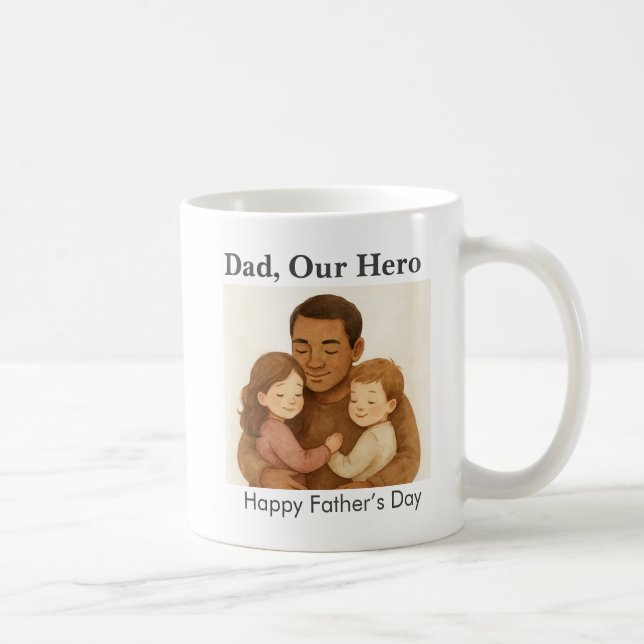 Taza De Café Papá personalizado, nuestro héroe - Mug del Día de (Derecha)