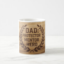 Taza De Café Papá: Protector, mentor, héroe: imagen grabada