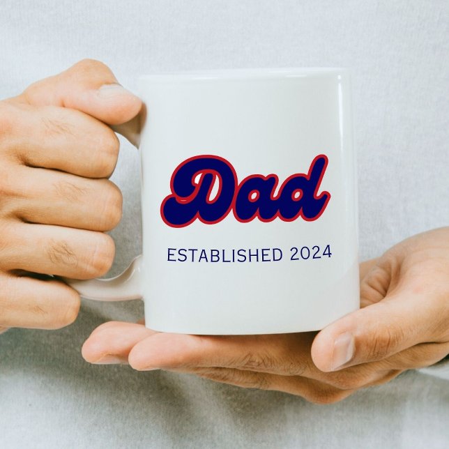 Taza De Café Papá retro rojo y azul, año personalizado (Subido por el creador)