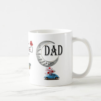 Taza De Café Papá te amo a la luna y a la parte posterior - el