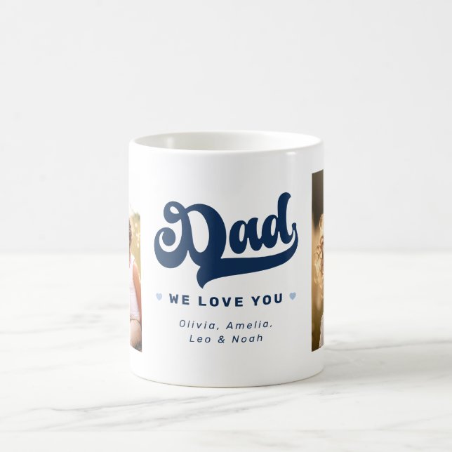 Taza De Café Papá te queremos foto corazones padres azules día (Centro)