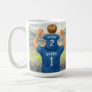 Taza De Café Papá y el hijo coincidiendo con papá de fútbol de