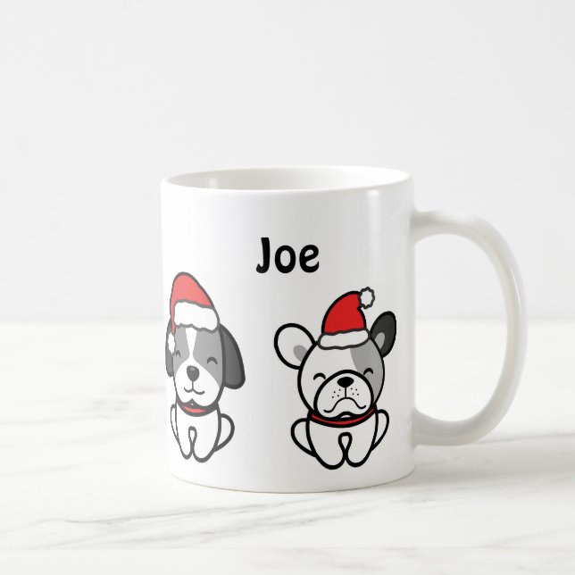 Taza De Café Papas Santa, perros Navidades (Derecha)