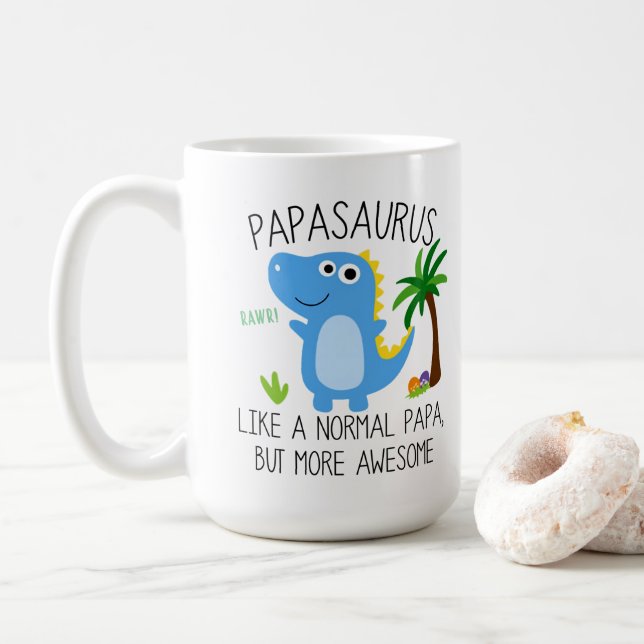 Taza De Café Papasauro Como Un Papa Normal, Pero Más Sorprenden (Con donut)