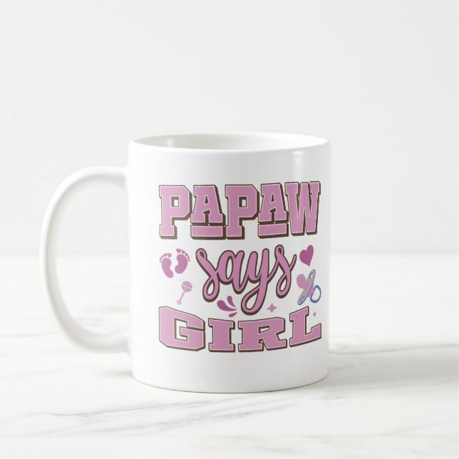 Taza De Café Papaw dice Chica Invitación de embarazo Fiesta beb (Izquierda)