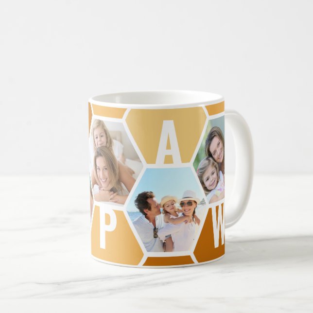 Taza De Café Papaw Editable 5 Foto 5 Letra Honeycomb (Anverso derecho)