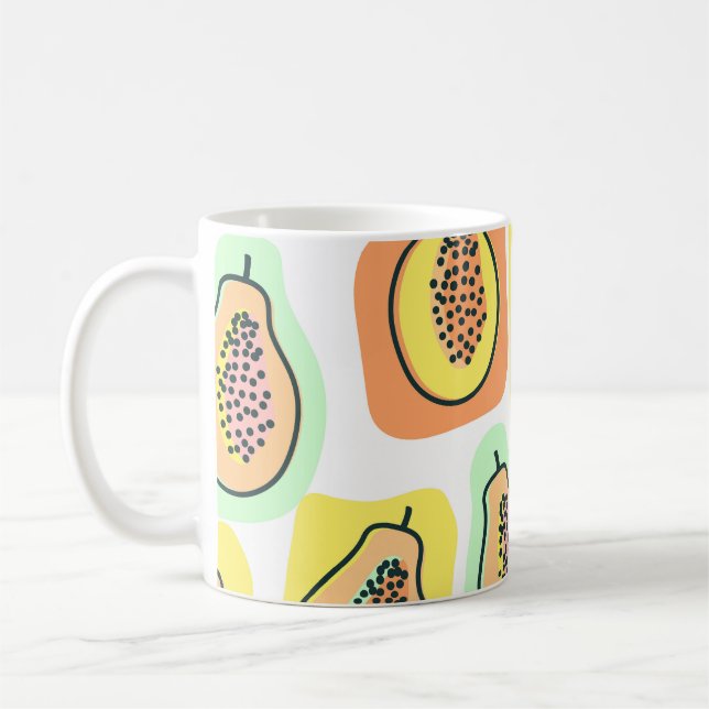 Taza De Café Papaya dibujada a mano: Patrón de cosecha creativa (Izquierda)
