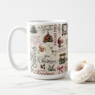 Taza De Café Papel de envolver beige con Santa y renos