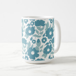 Taza De Café Papel de envolver con flores abstractas azules