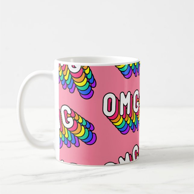Taza De Café Papel de escritorio Quirky OMG Pink Comic (Izquierda)