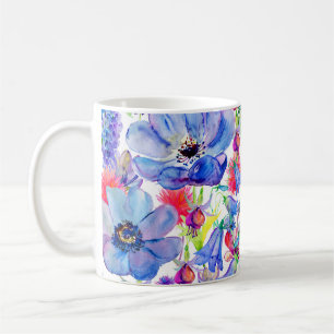 Taza De Café Papel de fondo acuarela de flores silvestres