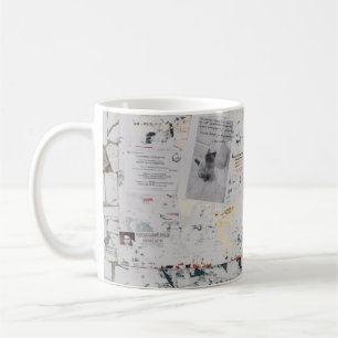 Taza De Café Papel de la impresora blanca sobre paredes de horm