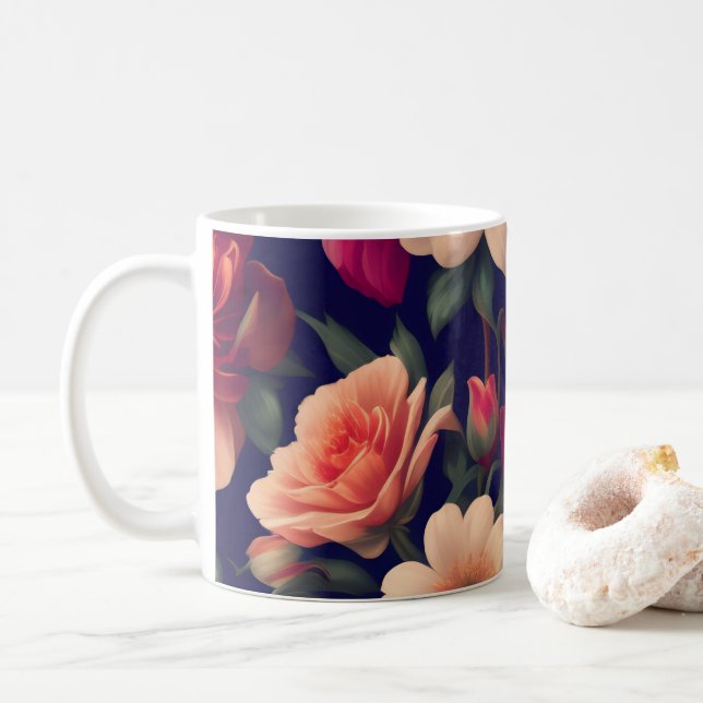 Taza De Café Papel de pared con motivos florales (Con donut)