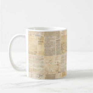 Taza De Café Papel de periódico triturando el patrón de impresi