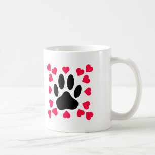 Taza De Café Papel de perro negro con formas cardíacas