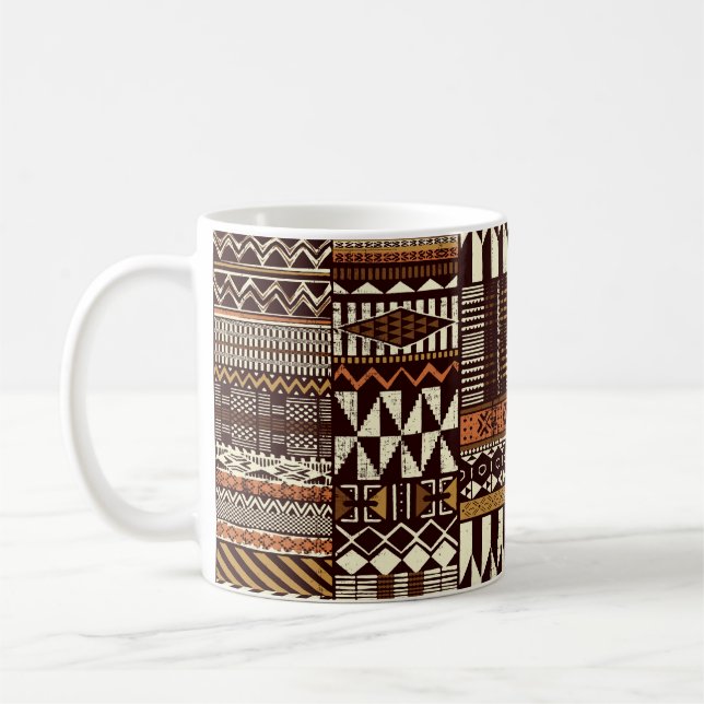 Taza De Café Papel de tejido al estilo tribal africano, abstrac (Izquierda)