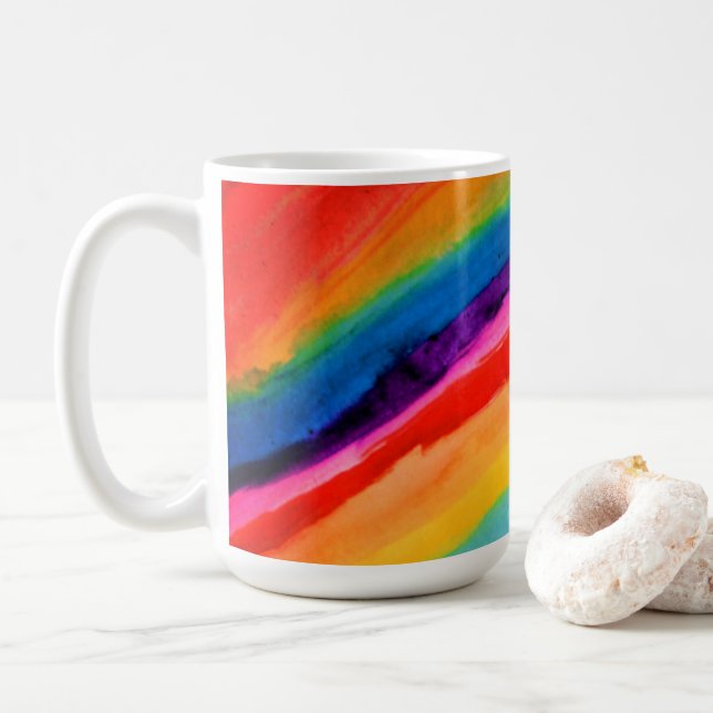 Taza De Café Papel de tono de arte arcoiris (Con donut)