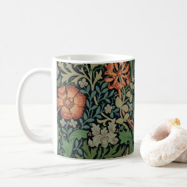 Taza De Café Papel pintado clásico William Morris Compton (Con donut)