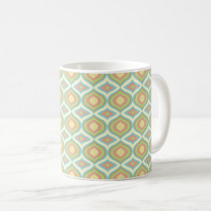 Taza De Café Papel pintado geométrico pastel retro de los 70