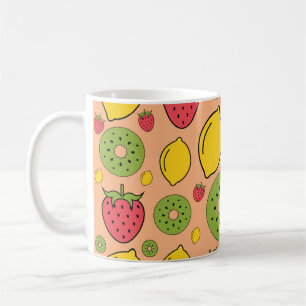 Taza De Café Papel tapiz de la fruta: fresas, limones, kiwis.