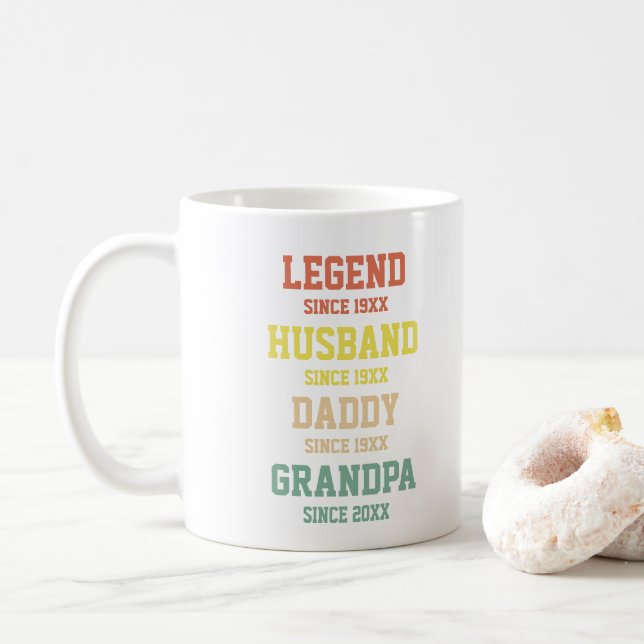 Taza De Café Papi abuelo de la leyenda retro personalizada (Con donut)